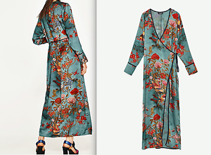 Image Is Loading Zara Woman Printed Kimono Dress Sky Blue S M L  - Kimono Dress, Transparent background PNG HD thumbnail
