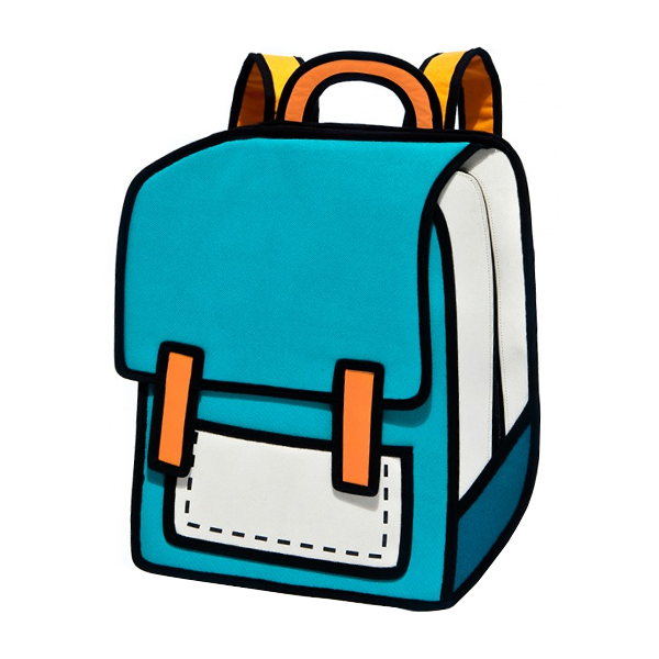 Spaceman 2D Cartoon Backpack - Kind Mit Rucksack, Transparent background PNG HD thumbnail