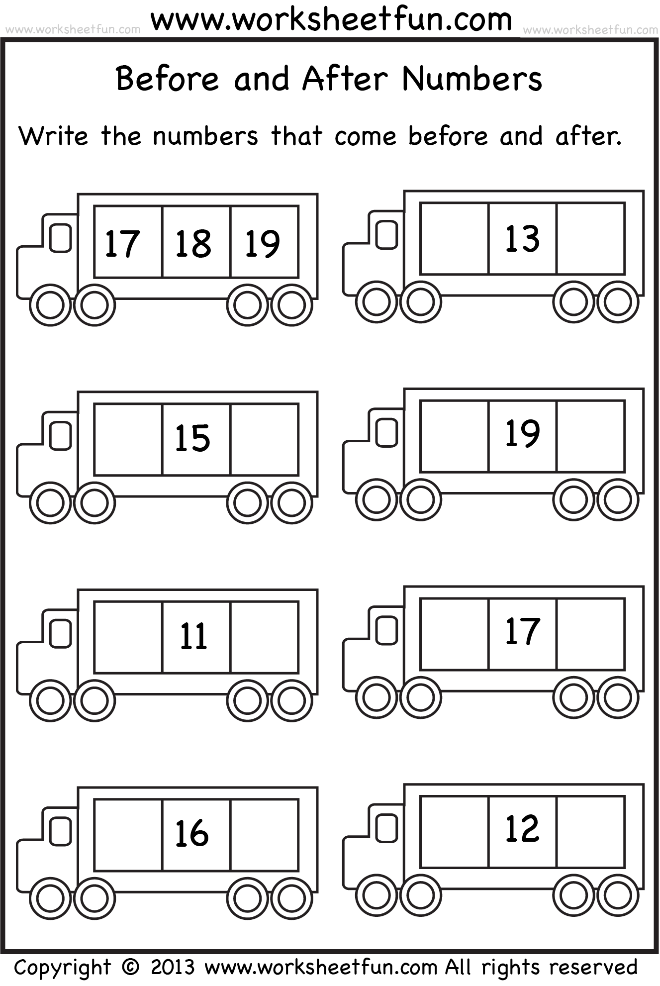 Kindergarten Math PNG Black And White - Before And After Numbe