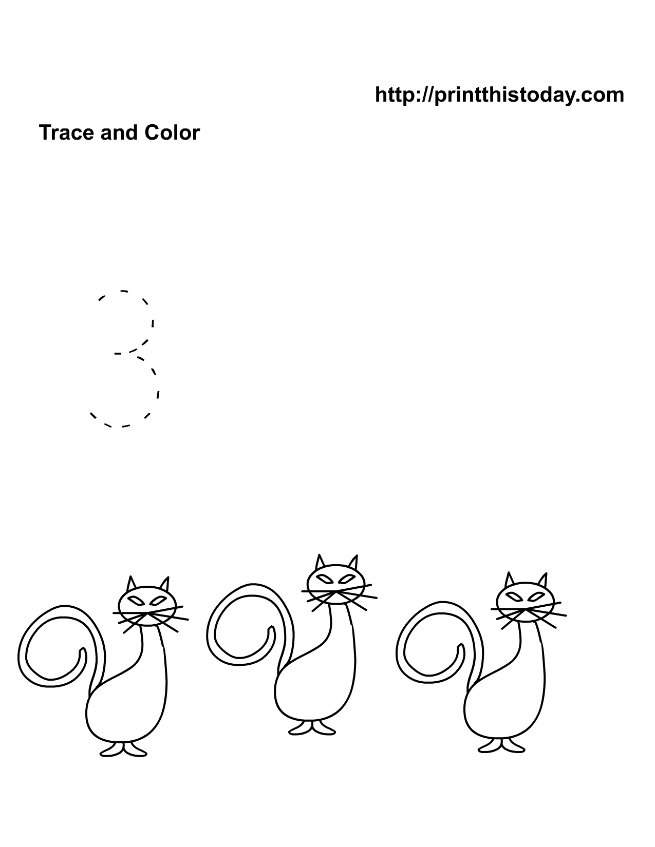 Kindergarten Math Png Black And White - Cute Three Black Cat, Count And Trace Math Worksheet, Transparent background PNG HD thumbnail