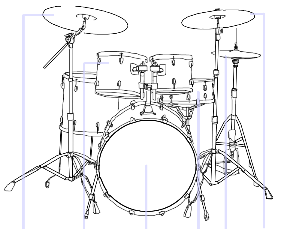 File:drum Kit Illustration Template.png - Kit Black And White, Transparent background PNG HD thumbnail