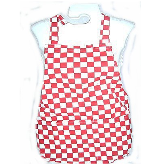 Red And White Cheque Chefs Kitchen Apron - Kitchen Apron, Transparent background PNG HD thumbnail