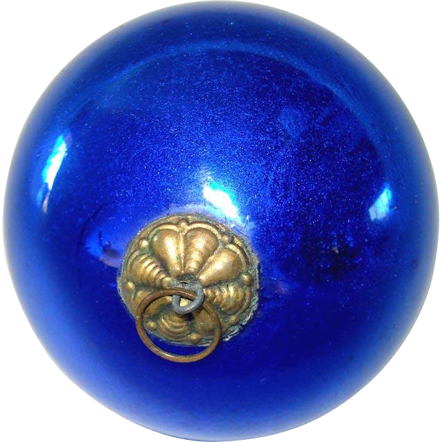 Antique 3 Inch Cobalt Blue German Glass Kugel Christmas Ornament - Kugel, Transparent background PNG HD thumbnail