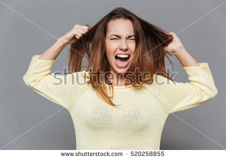 Portrait Of A Frustrated Angry Woman Screaming Out Loud And Pulling Her Hair Out Isolated On - Lady Pulling Her Hair Out, Transparent background PNG HD thumbnail