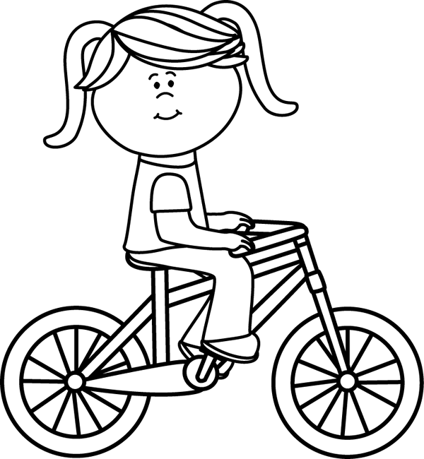Black U0026 White Girl Riding A Bicycle - Land Transportation Black And White, Transparent background PNG HD thumbnail