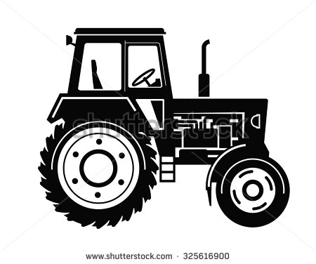 Land Transportation PNG Black And White -  Black Tractor I