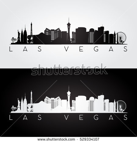 Las Vegas Usa Skyline And Landmarks Silhouette, Black And White Design, Vector Illustration - Las Vegas Skyline Vector, Transparent background PNG HD thumbnail