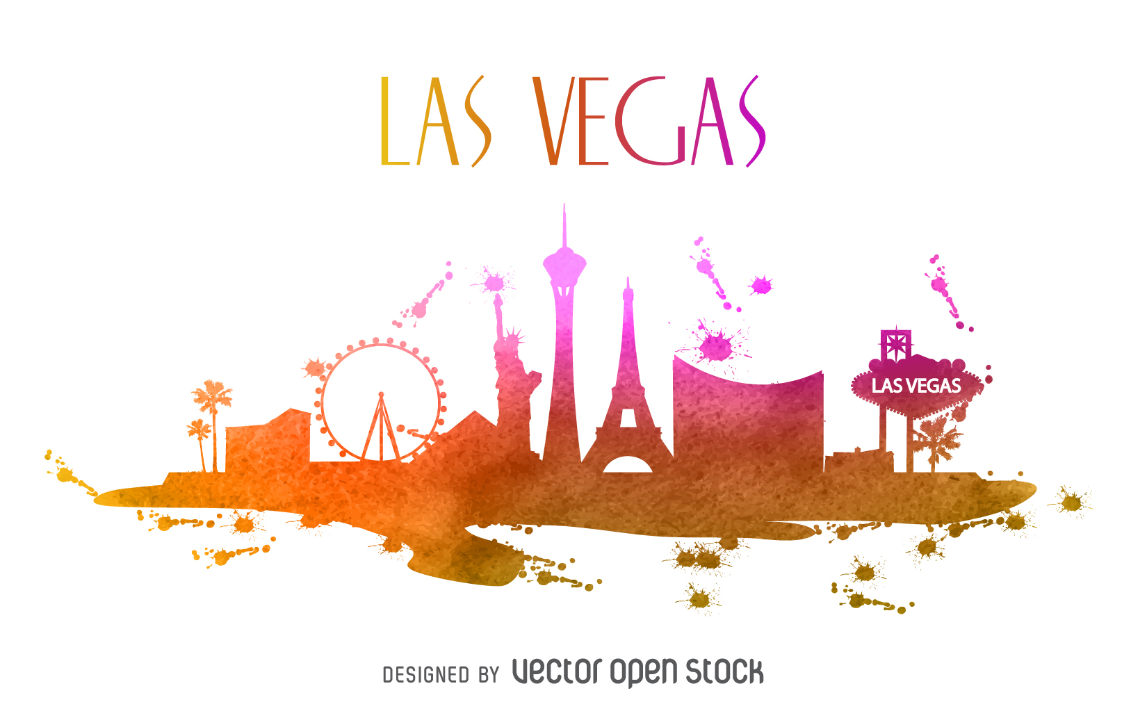 Las Vegas Watercolor Skyline. Download Large Image 1650X1010Px - Las Vegas Skyline Vector, Transparent background PNG HD thumbnail