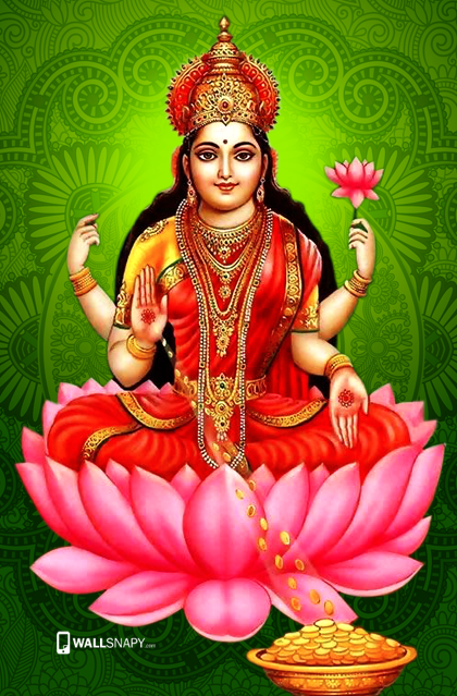 Maha Laxmi With Lotus Hd Wallpaper - Laxmi, Transparent background PNG HD thumbnail