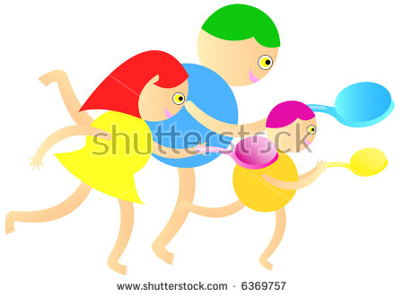 Girl And Boys Egg And Spoon Race - Lemon And Spoon Race, Transparent background PNG HD thumbnail
