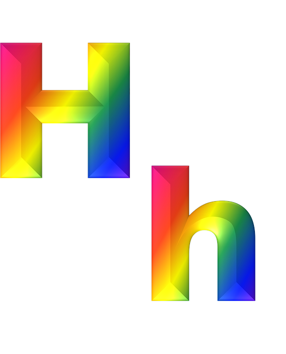 Letter H 3D Abc Alphabet Rainbow Gradient Bright - Letter H, Transparent background PNG HD thumbnail