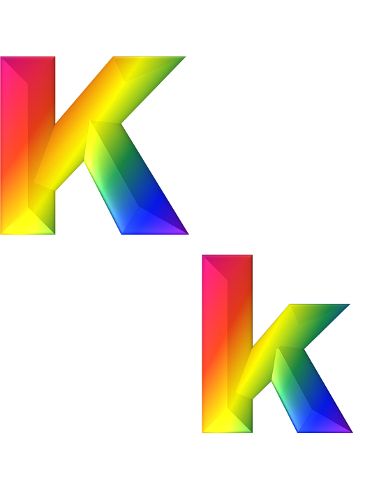 Letter K 3D Abc Alphabet Rainbow Gradient Bright - Letter K, Transparent background PNG HD thumbnail