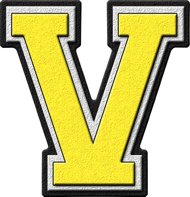 Presentation Alphabet Set: Yellow Varsity Letter V - Letters, Transparent background PNG HD thumbnail
