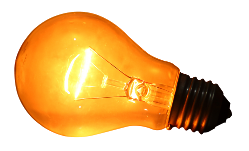 Glowing light bulb. PNG