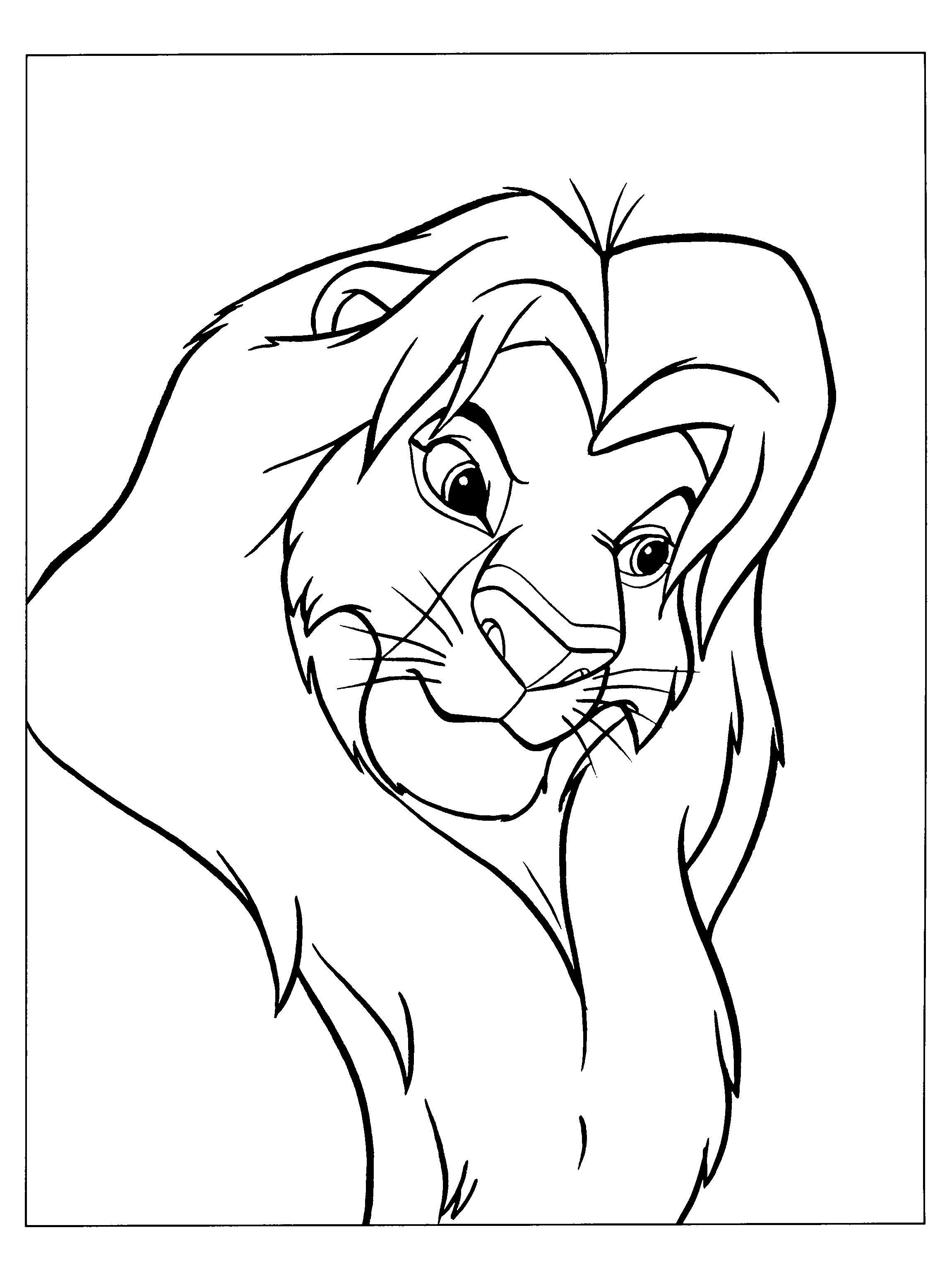 2300X3100 Superb Simba Coloring Pages - Lion King Black And White, Transparent background PNG HD thumbnail