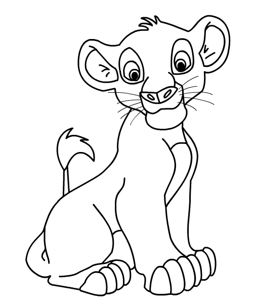 500X600 Lion King Simba Drawing Coloring Page - Lion King Black And White, Transparent background PNG HD thumbnail