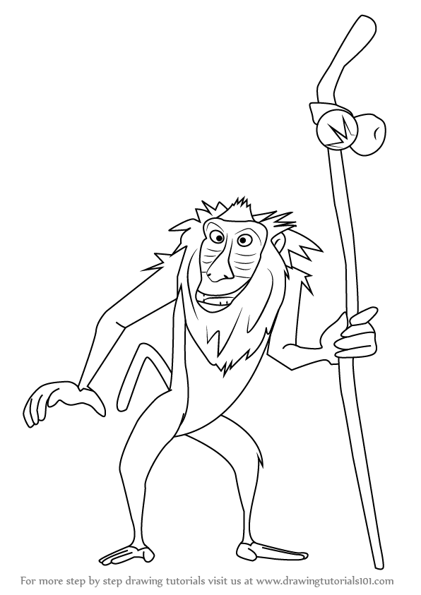 How To Draw Rafiki From The Lion King - Lion King Black And White, Transparent background PNG HD thumbnail