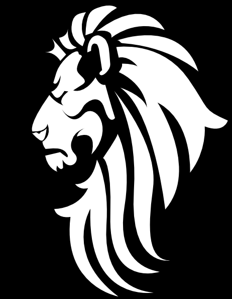 Black White Lion Head Clip Art   Vector Clip Art Online, Royalty - Lions Head, Transparent background PNG HD thumbnail