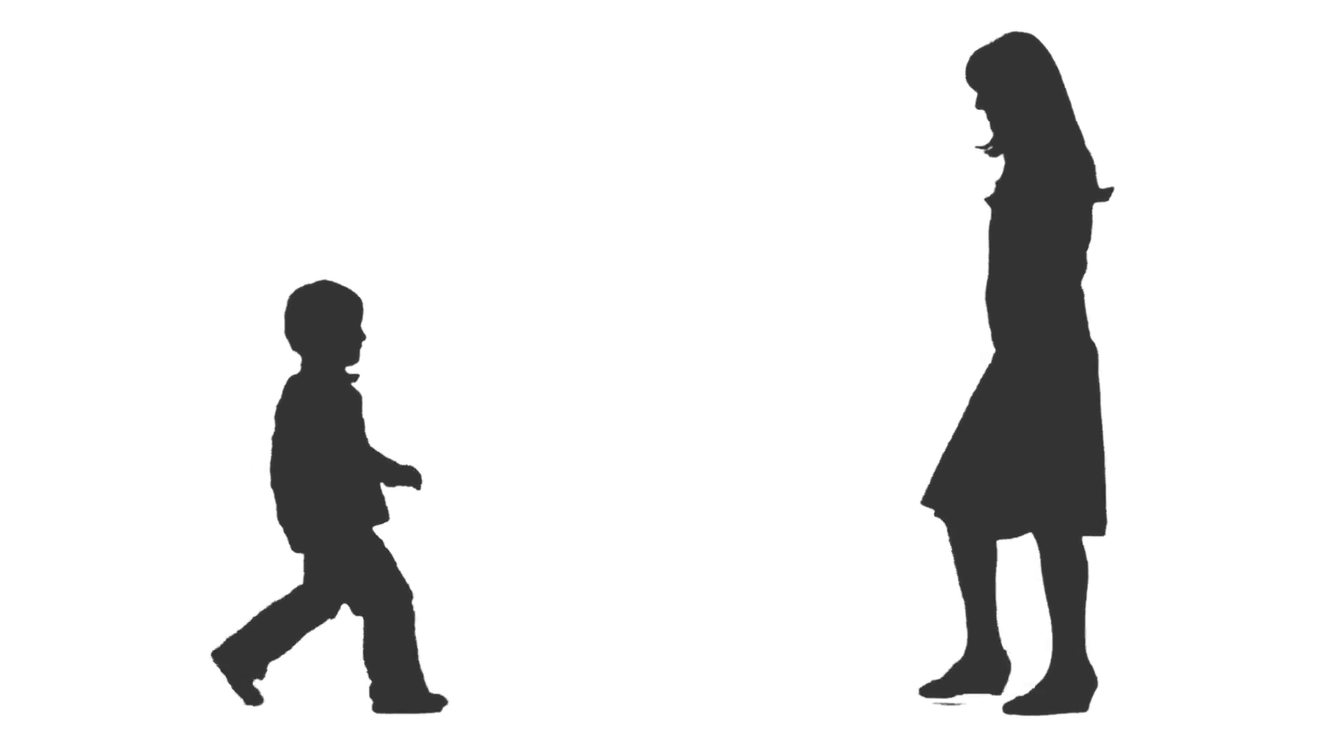 Silhouette Of A Little Boy U0026 His Mom Going To Meet Each Other. Side View. Full Hd Footage With Alpha Channel Stock Video Footage   Videoblocks - Little Boy, Transparent background PNG HD thumbnail
