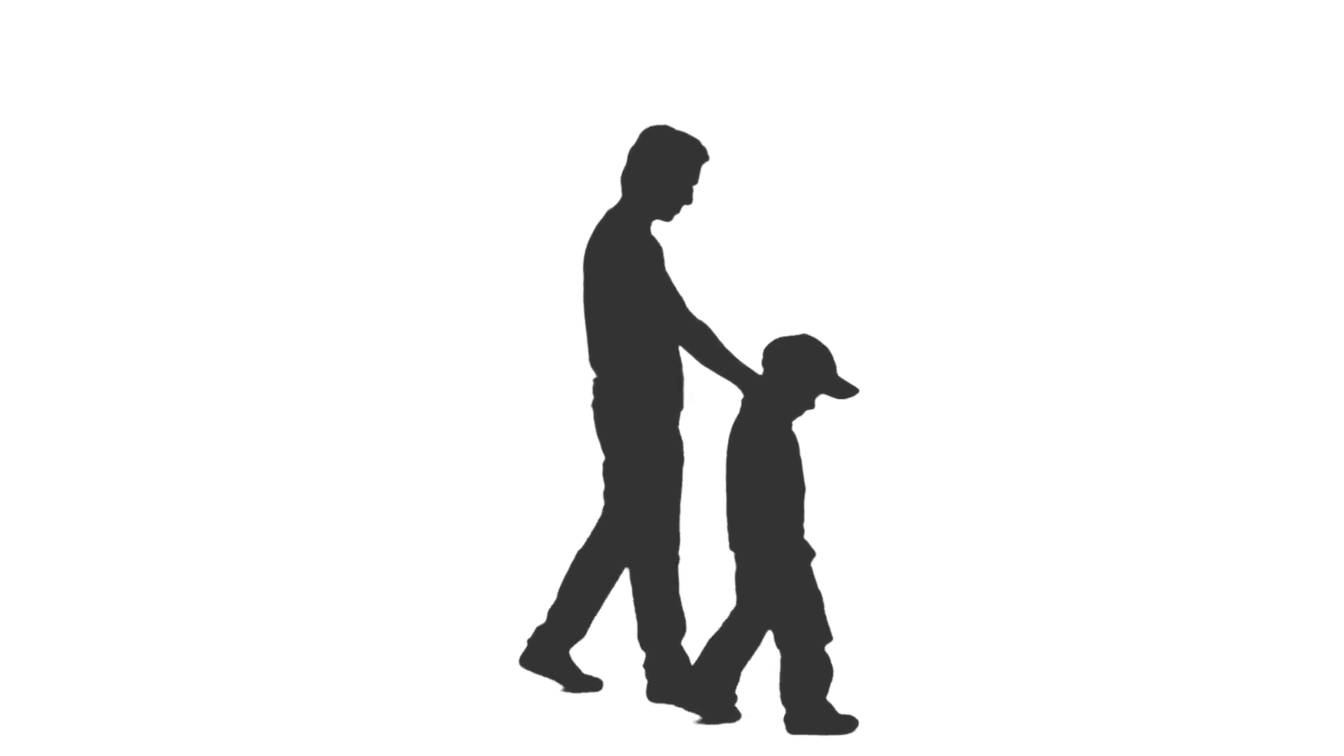 Silhouette Of A Man Walking With A Little Boy. Side View. Full Hd Footage With Alpha Channel Stock Video Footage   Videoblocks - Little Boy, Transparent background PNG HD thumbnail