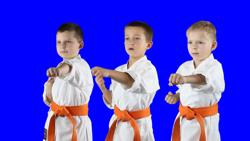 Three Boys Do Karate Kick On A Transparent Background. Png Alpha   Hd Stock - Little Boy, Transparent background PNG HD thumbnail
