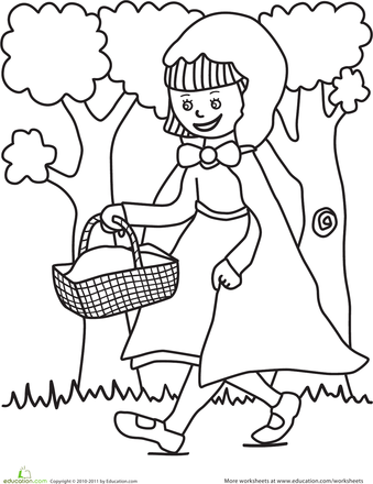Color The Little Red Riding Hood Scene | Worksheet | Education Pluspng.com - Little Red Riding Hood Black And White, Transparent background PNG HD thumbnail