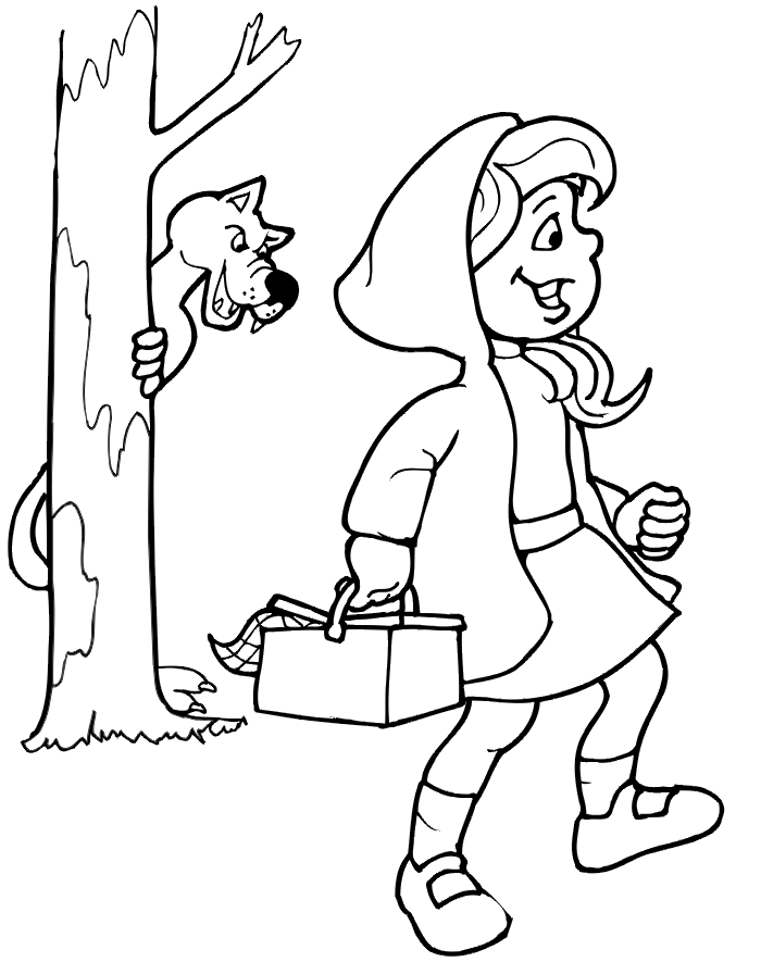 Little Red Riding Hood PNG Black And White - Drawing-little-red-rid