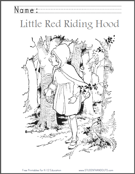 Little Red Riding Hood PNG Black And White - Red Riding Hood Story 