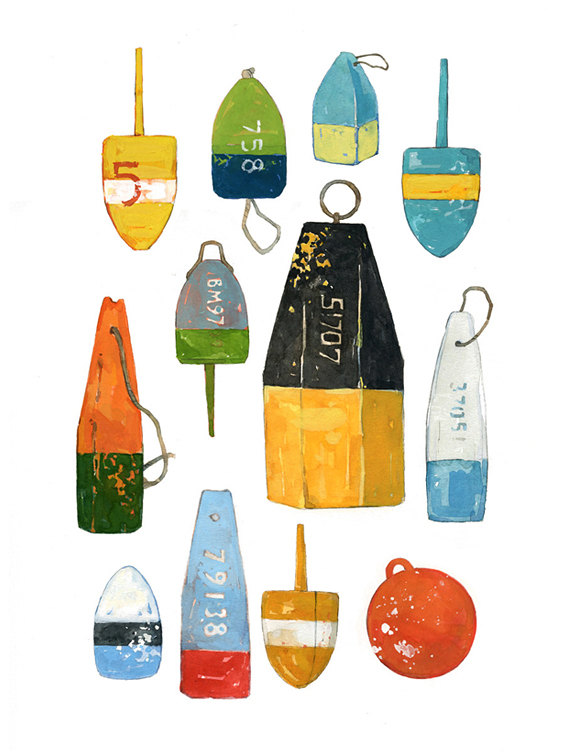 Lobster Buoy Watercolor Paint