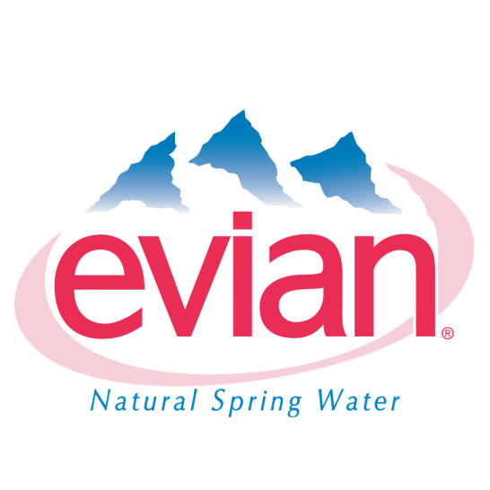 Evian logo live young white-X