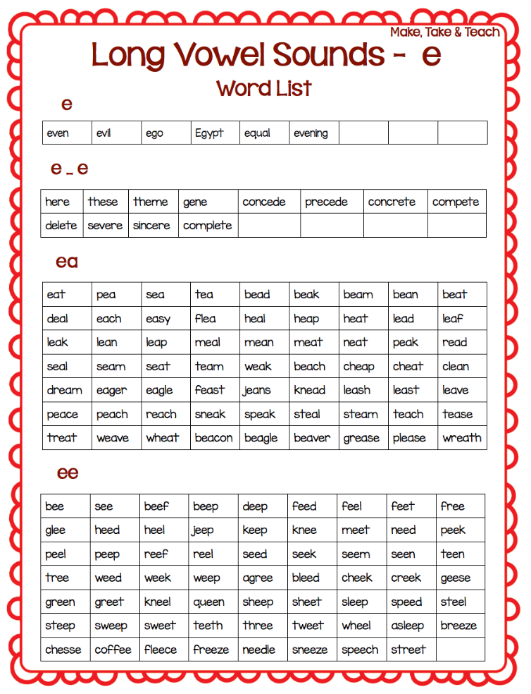 Teaching Long Vowel Spelling Patterns   Make Take U0026 Teach - Long Vowel, Transparent background PNG HD thumbnail