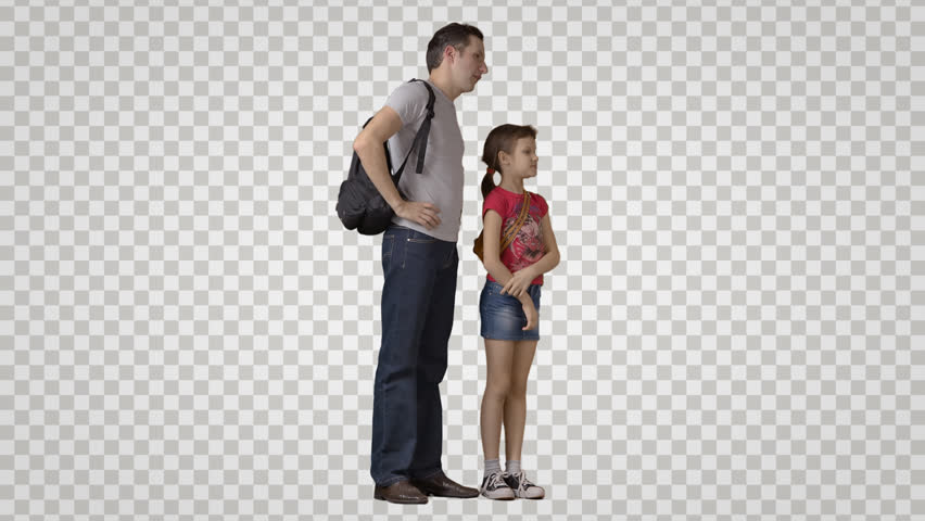 Adult Man With U0026 Little Girl Stand, Look At Attractions, Talk. Footage With - Look At That, Transparent background PNG HD thumbnail