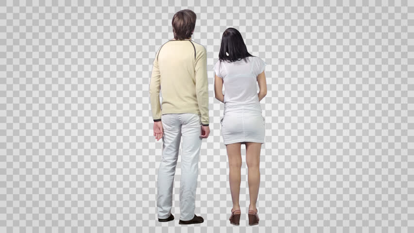 Male U0026 Girl Standing And Looking At Something. Back View. Footage With Alpha Channel - Look At That, Transparent background PNG HD thumbnail
