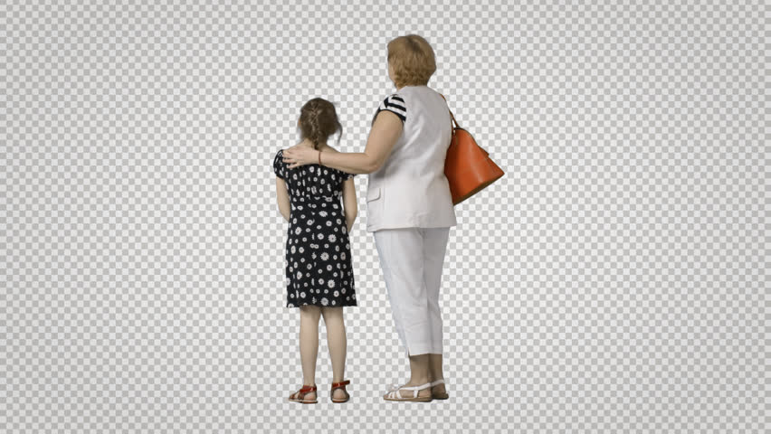 Mother U0026 Daughter Stands, Looks At Something. Cut Out On Transparent Background. File - Look At That, Transparent background PNG HD thumbnail