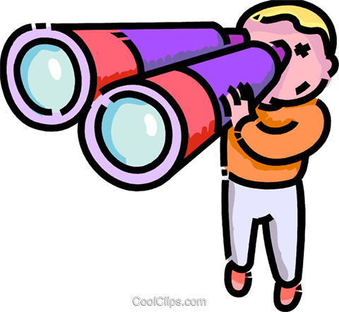 Boy Looking Through Binoculars Royalty Free Vector Clip Art Illustration - Looking Through Binoculars, Transparent background PNG HD thumbnail