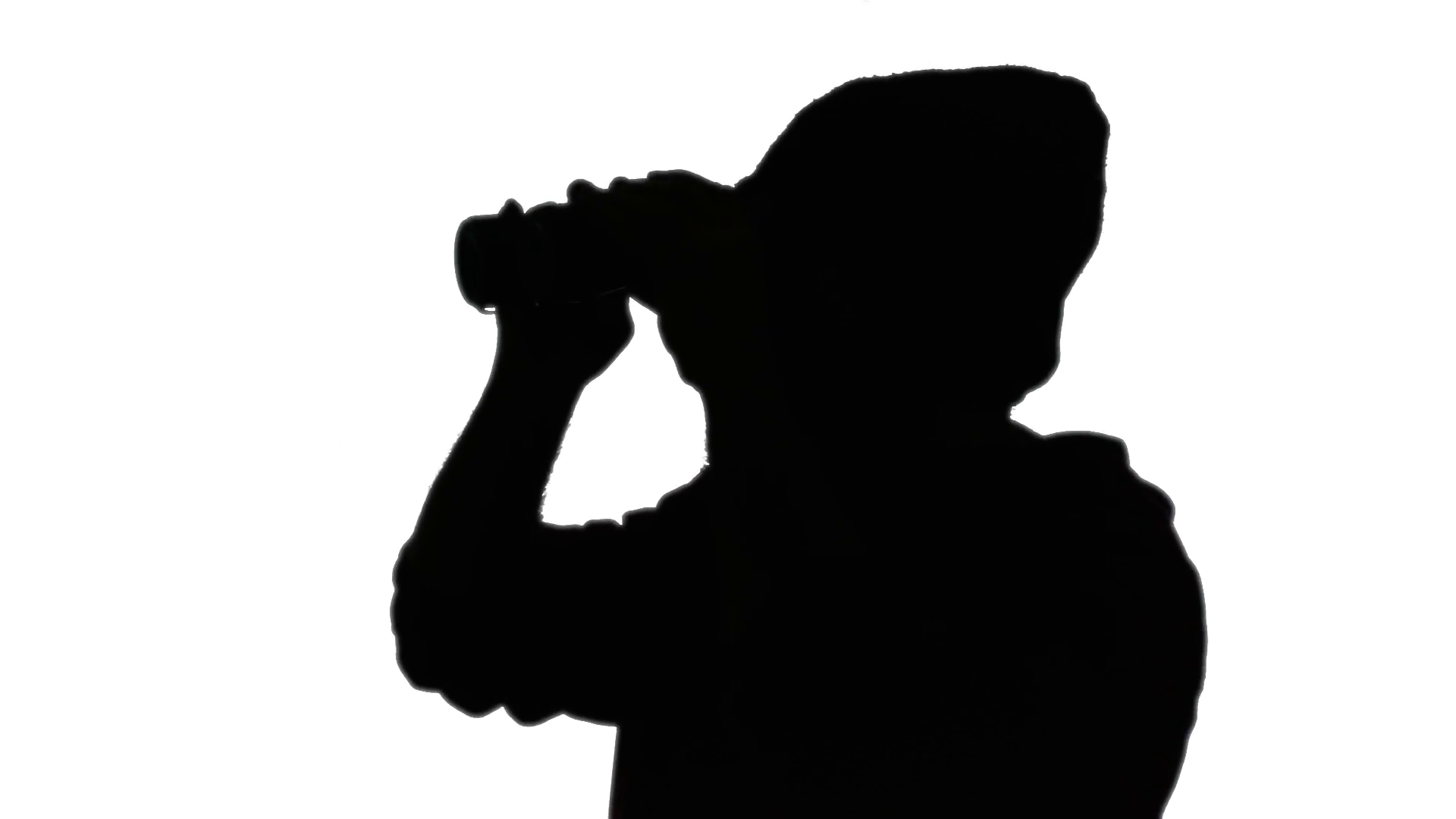 Silhouette Man Binoculars. A Man Looking Around Through A Pair Of Binoculars. Silhouette Shot. Stock Video Footage   Videoblocks - Looking Through Binoculars, Transparent background PNG HD thumbnail