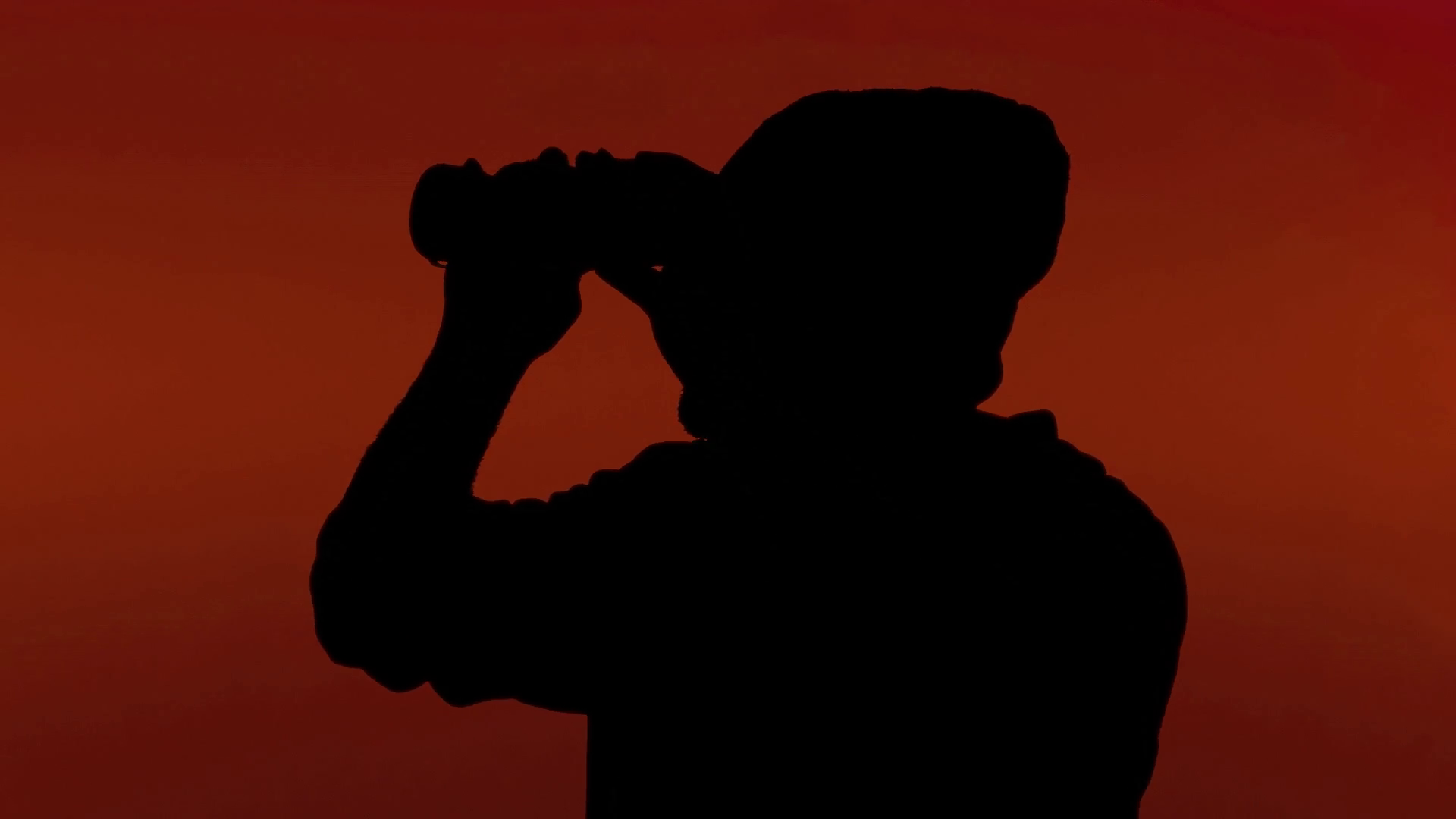Silhouette Man Binoculars Red. A Man Looking Around Through A Pair Of Binoculars. Silhouette Shot On Red Background. Stock Video Footage   Videoblocks - Looking Through Binoculars, Transparent background PNG HD thumbnail