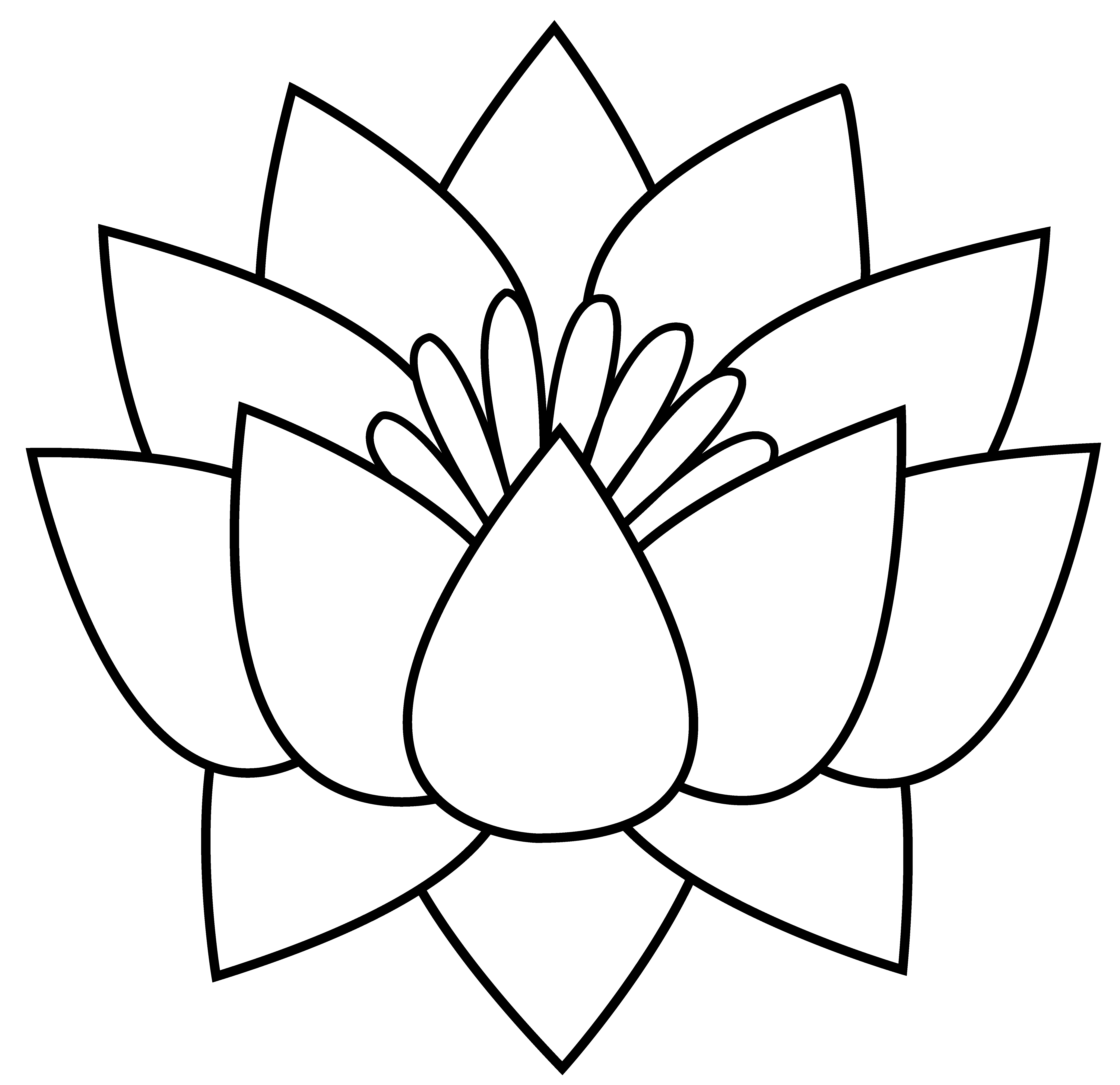 Pin Drawn Line Art Lotus Flower #5 - Lotus Flower Black And White, Transparent background PNG HD thumbnail