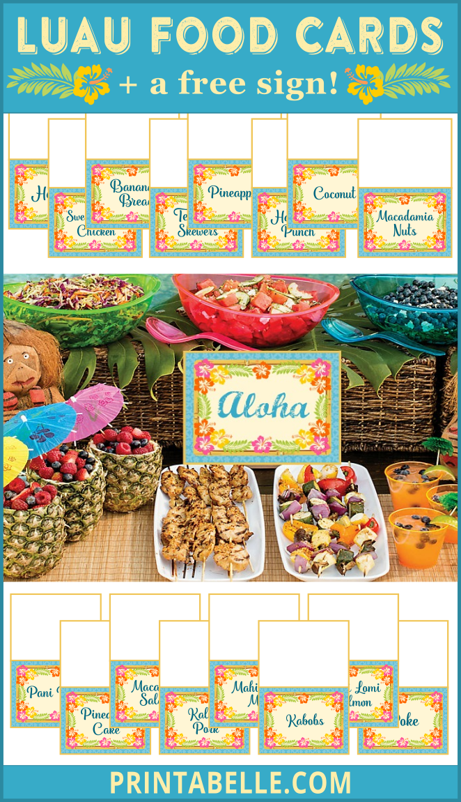 Luau Party Food Cards ( Free Printable Sign!) - Luau Food, Transparent background PNG HD thumbnail