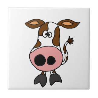 Lustiges Brown Und Weiu0026#223;er Kuh Cartoon Fliese - Lustige Kuh, Transparent background PNG HD thumbnail