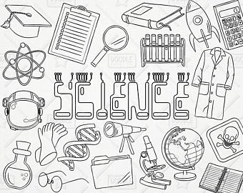 Doodle Science Vector Pack, Science Doodles, Mad Scientist Clipart, Experiment Clipart, Science - Mad Scientist Black And White, Transparent background PNG HD thumbnail
