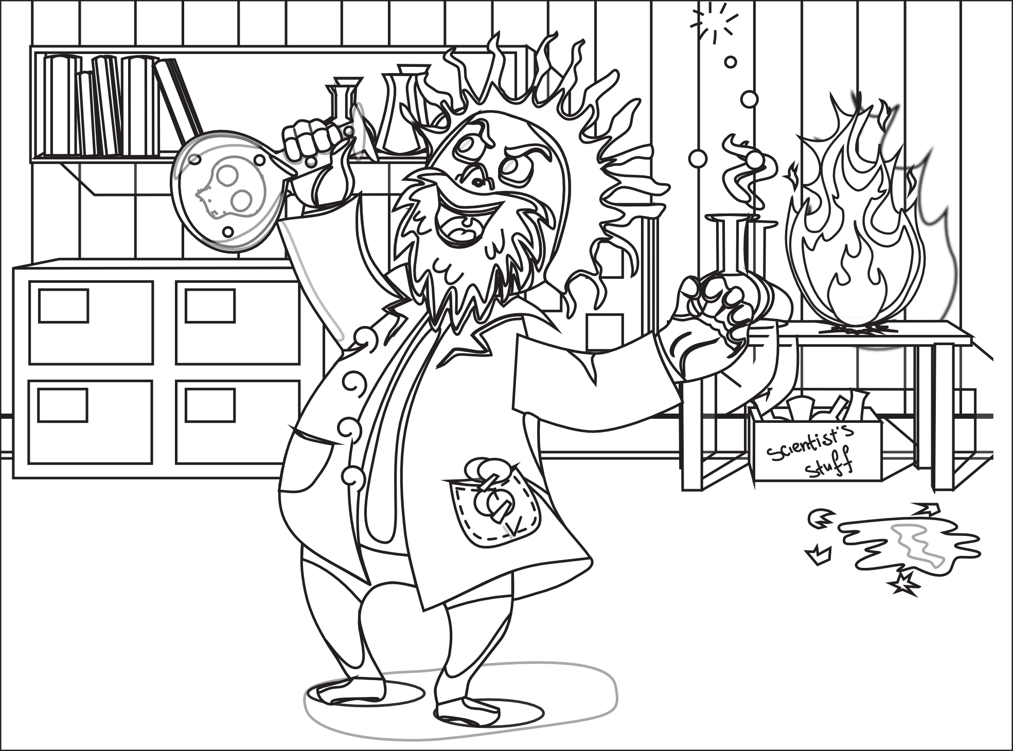 . Hdpng.com Mad Scientist Black White Line Art Coloring Book Colouring 1969Px.png 656(K) - Mad Scientist Black And White, Transparent background PNG HD thumbnail