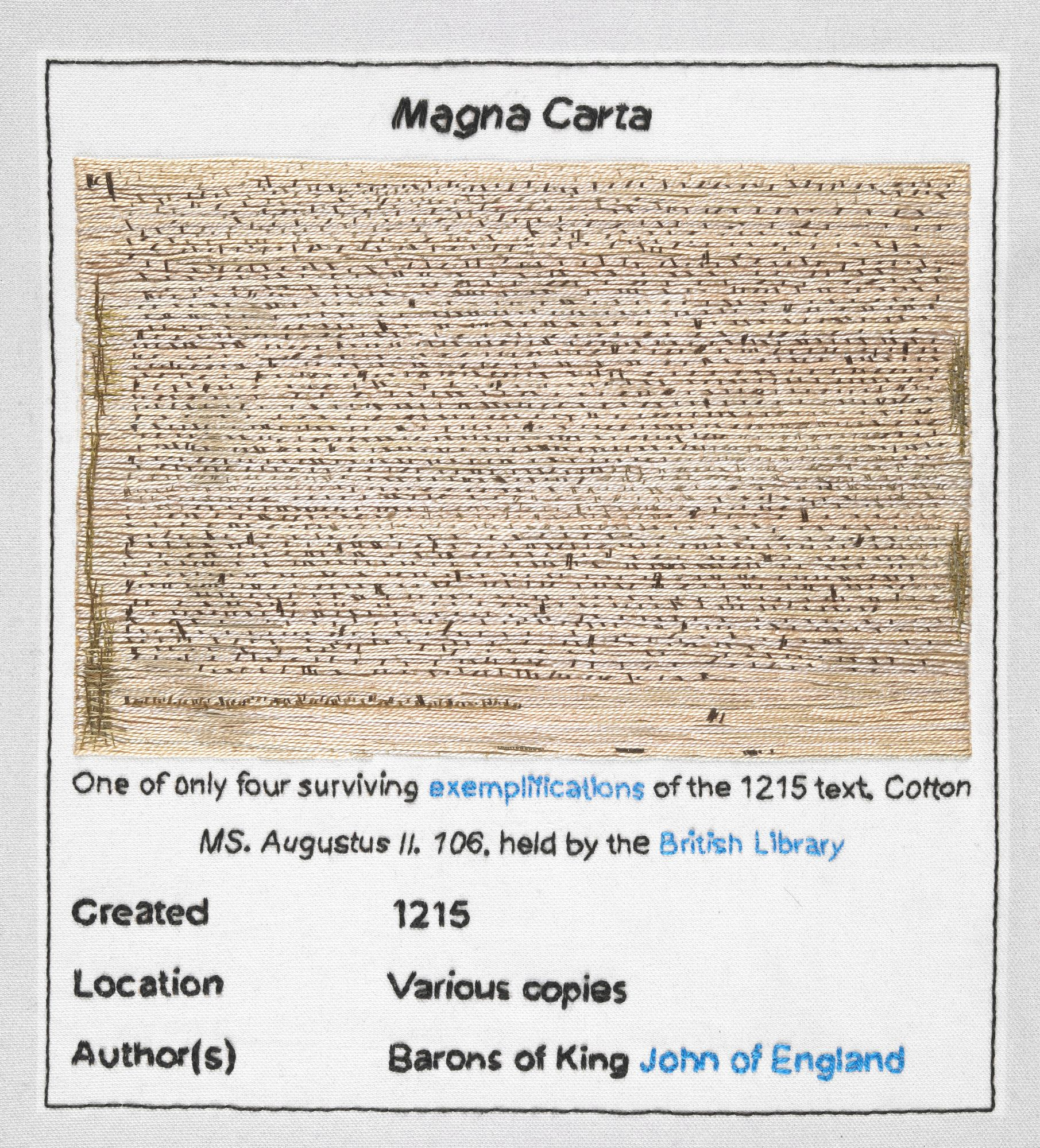 1215 Magna Carta Detail An Embroidery Cornelia Parker  - Magna Carta, Transparent background PNG HD thumbnail