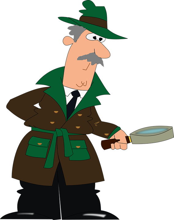 Detective Cartoon Magnifying Glass Character Man - Magnifying Glass Detective, Transparent background PNG HD thumbnail