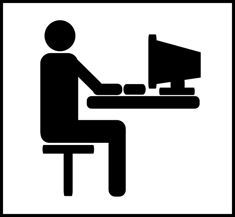Computer Desk Man Pictogram Work Sit Office - Man At Desk, Transparent background PNG HD thumbnail