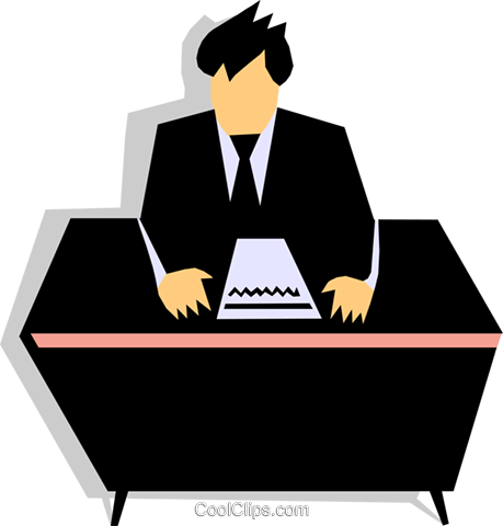 Man At Desk Royalty Free Vector Clip Art Illustration - Man At Desk, Transparent background PNG HD thumbnail