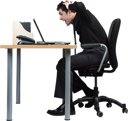 Man at desk yelling t his computer, Man At Desk PNG - Free PNG