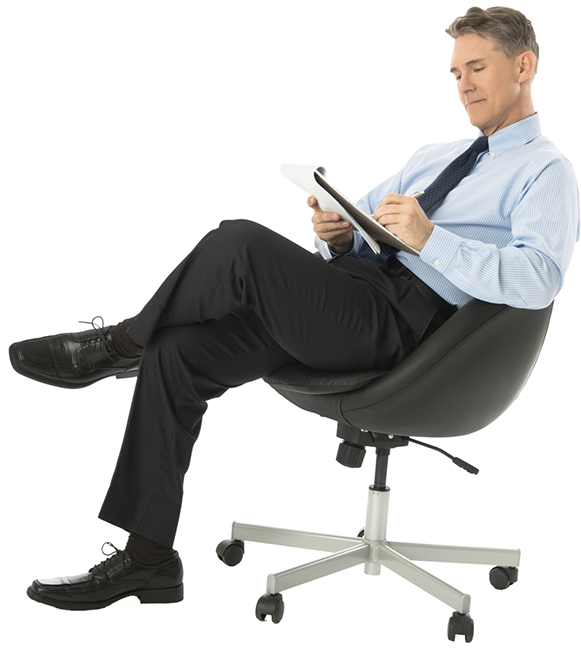 Man sitting on office desk wo
