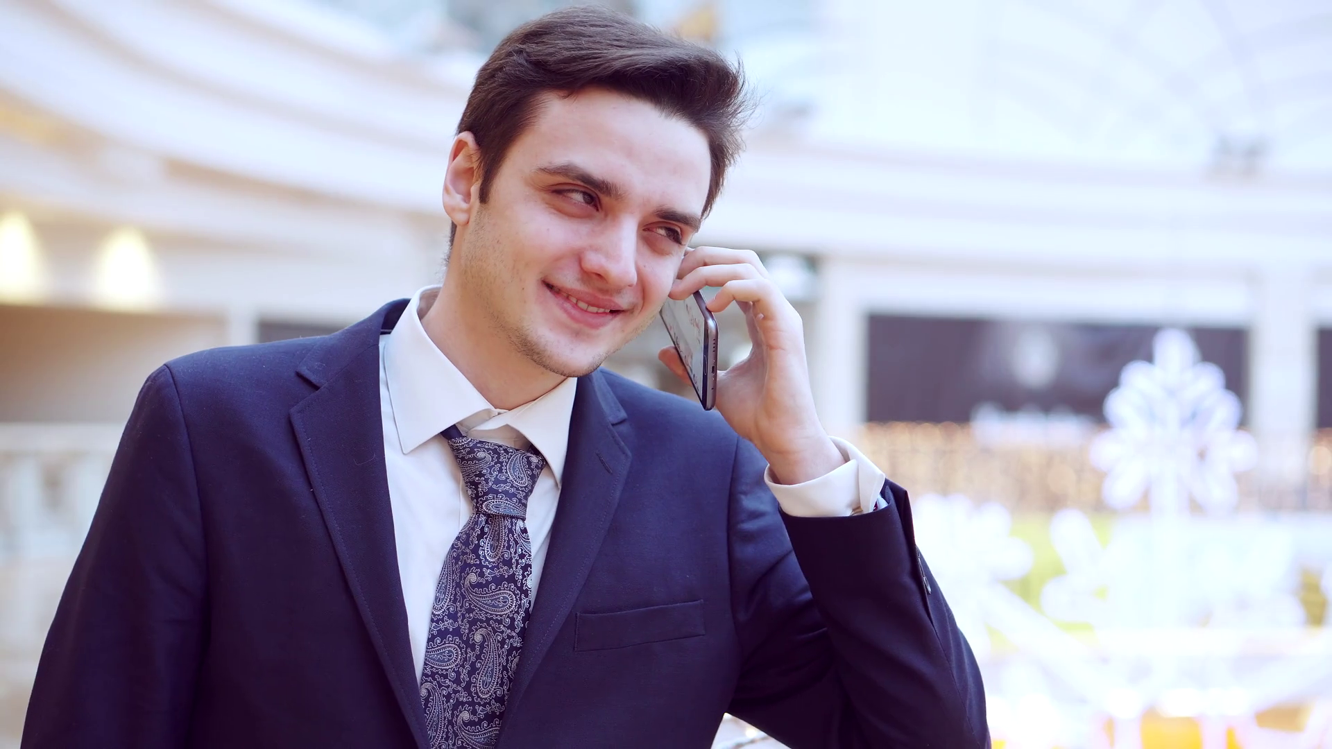 Smart Phone Man Calling On Mobile Phone. Handsome Young Business Man Talking On Smartphone Smiling Happy Wearing Suit Jacket . - Man Calling, Transparent background PNG HD thumbnail