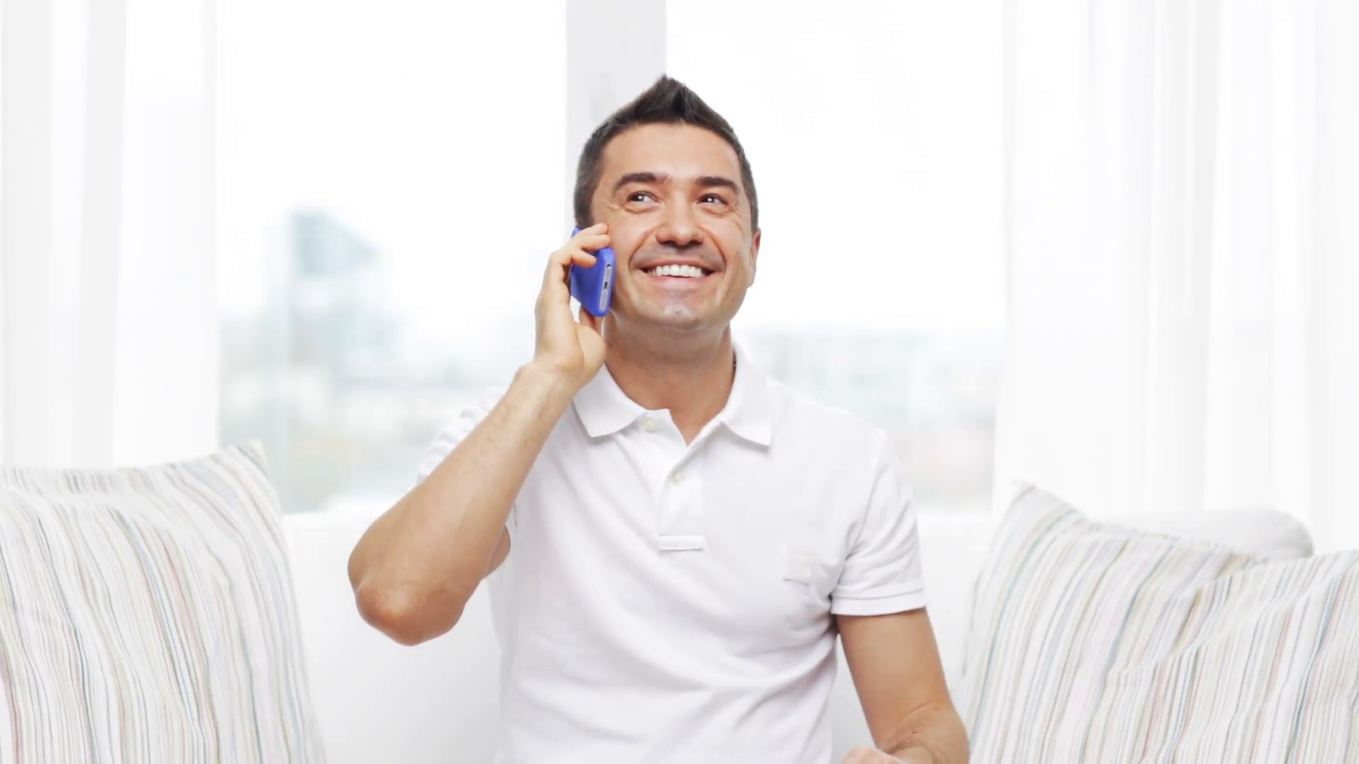 Technology, People, Lifestyle And Communication Concept   Happy Man Calling On Smartphone At Home Stock Video Footage   Videoblocks - Man Calling, Transparent background PNG HD thumbnail